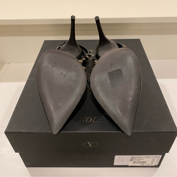 Valentino Rockstud Slingback 100 Noir Black Calfskin Ruthenium Hardware 36.5 6.5 - Picture 5 of 6